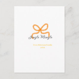 Cartão Postal De Festividades Orange bow jingle Mingle retro boho family namdate