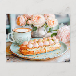 Cartão Postal De Festividades Orange-Pastel Rose Bouquet com Éclair