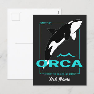 Cartão Postal De Festividades Orca Killer Whale para uma garota que ama Orcas