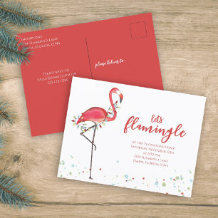 Cartão Postal De Festividades Orçamento de Luzes de Festa de Natal Flamingo