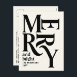 Cartão Postal De Festividades Orçamento Pequeno e simples Natal feliz<br><div class="desc">Orçamento Moderno e tradicional retrorreflector mínimo da tipografia gráfica tradicional vintage creme natural merry cartão de Natal. Parte de uma coleção de feriados divertida.</div>