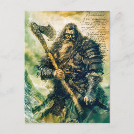 Cartão Postal De Festividades Orgulho de Viking Warrior em Armadura