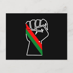 Cartão Postal De Festividades orgulho negro punho vermelho verde bandeira pan-af