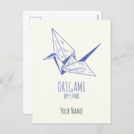Cartão Postal De Festividades Origami Art Japonês Dobra Art Retro Crane