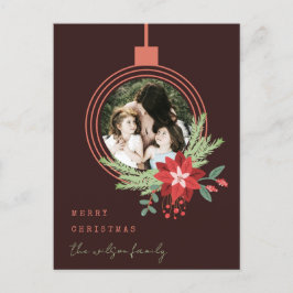 Cartão Postal De Festividades Ornament Photo Poinsettia Brown Feliz Natal