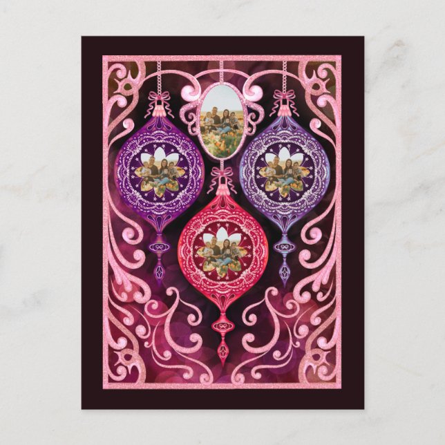 Cartão Postal De Festividades Ornamental Christmas - Photo Christmas card (Frente)