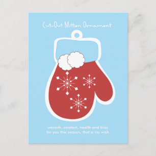Cartão Postal De Festividades Ornamento Mitten Cortado