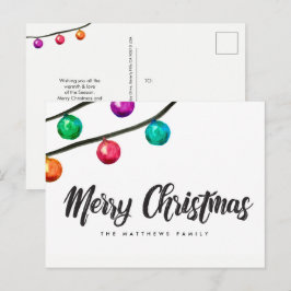 Cartão Postal De Festividades Ornamento por Aquarela de Natal Personalizado