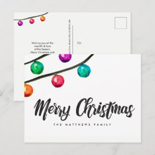 Cartão Postal De Festividades Ornamento por Aquarela de Natal Personalizado