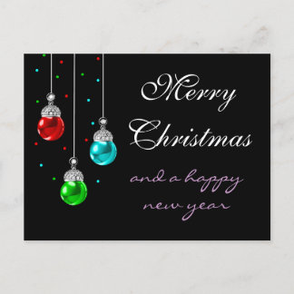 Cartão Postal De Festividades Ornamentos coloridos de natal alegre