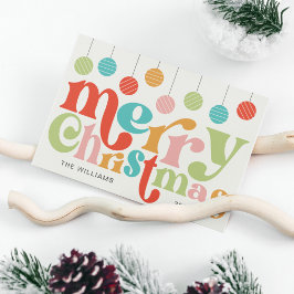 Cartão Postal De Festividades Ornamentos coloridos de Natal feliz