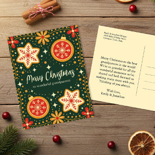 Cartão Postal De Festividades Ornamentos de Arte Folclórica para o Natal dos Avó