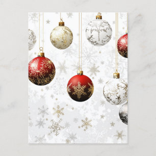 CARTÃO POSTAL DE FESTIVIDADES ORNAMENTOS DE FERIADO VERMELHO / OURO #1