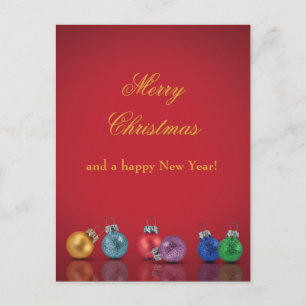 Cartão Postal De Festividades Ornamentos de Natal Coloridos Postc