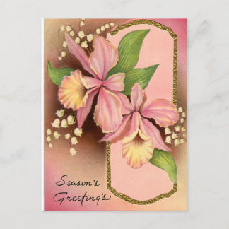Cartão Postal De Festividades Orquídeas dos cumprimentos das estações