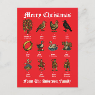 Cartão Postal De Festividades Os Doze Dias De Natal
