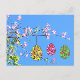 Cartão Postal De Festividades Ostereier auf einem blühenden Zweig