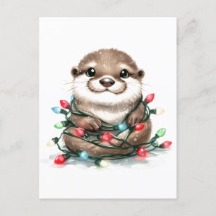 Cartão Postal De Festividades Otter Natal