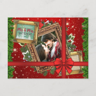Cartão Postal De Festividades Our First Christmas as Mr & Mrs Gold Frame Photo
