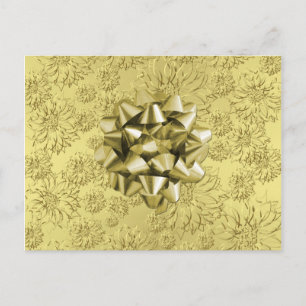 Cartão Postal De Festividades Ouro Floral Molho de Natal com Arco