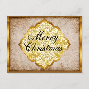 Cartão Postal De Festividades Ouro Natal Tradicional