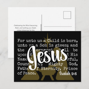Cartão Postal De Festividades Ouro Negro PARA NÓS JESUS Natal