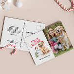CARTÃO POSTAL DE FESTIVIDADES OURO RECUPERAR A FOTO DO SOLTEIRO SANTA HAT CHRIST<br><div class="desc">Nosso Ouro Retriever inspirou cartões postais de Natal com uma imagem de aquarela do Ouro Retriever em Santa Hats e um boneco de neve engraçado e a citação "Feliz Natal" em letra vermelha. Adicione sua foto de cachorro ou um retrato da família com seu amigo de estimação ou peludo. No...</div>