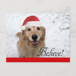 Cartão Postal De Festividades Ouro Retriever Acredite no Natal