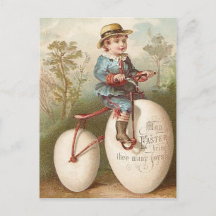 Cartão Postal De Festividades Ovo de Páscoa Bicicleta Vitoriano