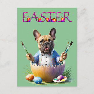 Cartão Postal De Festividades Ovo de Páscoa Bulldog Francês