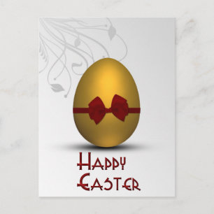 Cartão Postal De Festividades Ovo de Páscoa do ouro com Arco Pilha Floral Ho