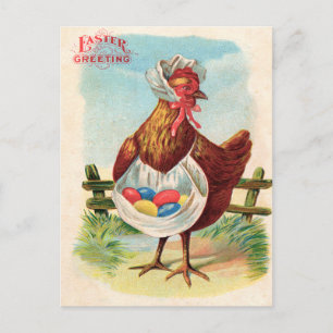 Cartão Postal De Festividades Ovos Antiguos de Fazenda de frango páscoa