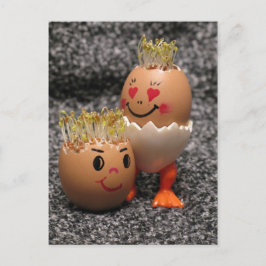 Cartão Postal De Festividades Ovos bonitos dos pares da páscoa com cabelo