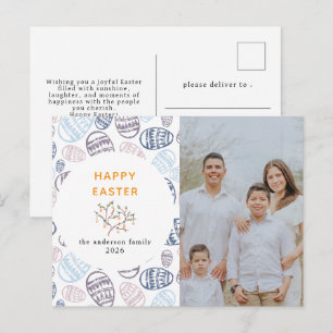 Cartão Postal De Festividades Ovos de Aquarela Moderna Elegante Foto Feliz Pásco