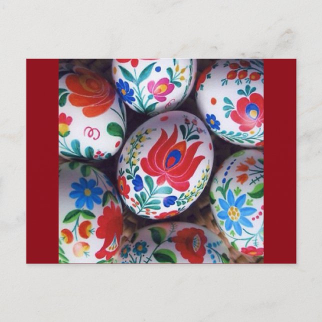 Cartão Postal De Festividades Ovos de Kalocsai do Hungarian dos cumprimentos da (Frente)