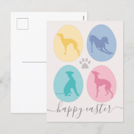 Cartão Postal De Festividades Ovos de Páscoa - Cães de Greyhound Italianos - Pas