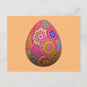 Cartão Postal De Festividades Ovos de Páscoa coloridos com padrão