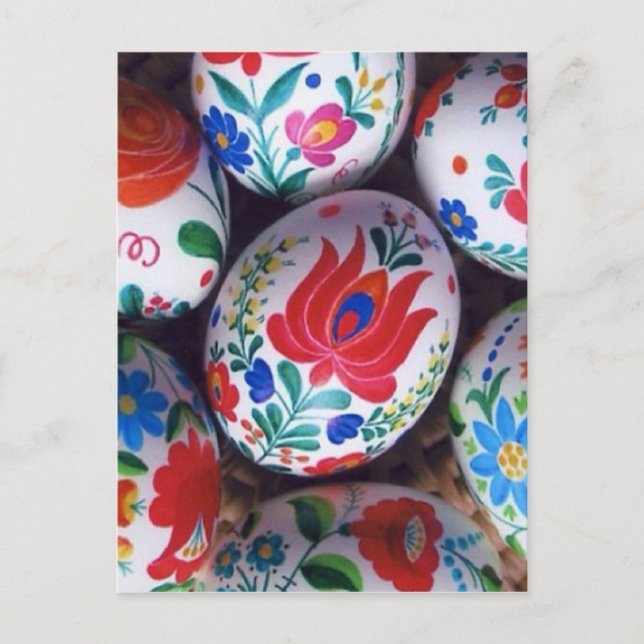 Cartão Postal De Festividades Ovos do kalocsai dos cumprimentos da páscoa (Frente)