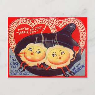 Cartão Postal De Festividades Ovos Fritos Vintage Retrô no Dia dos Namorados