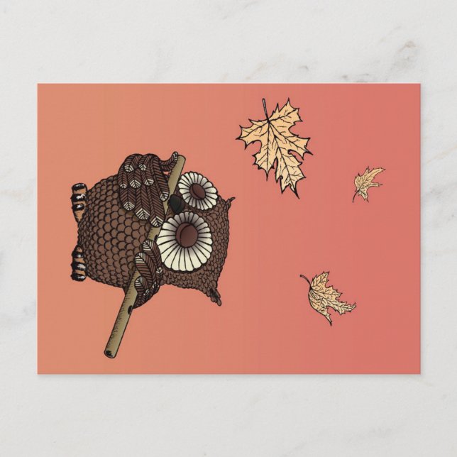 Cartão Postal De Festividades Owl Animals Art | An Owl On Old Paper (Frente)