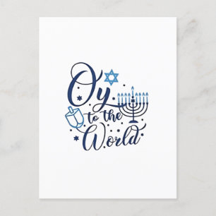 Cartão Postal De Festividades Oy to the World Hanukkah Jewish Engraçado
