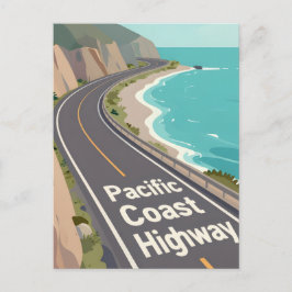 Cartão Postal De Festividades Pacific Coast Highway Graphic Travel Art