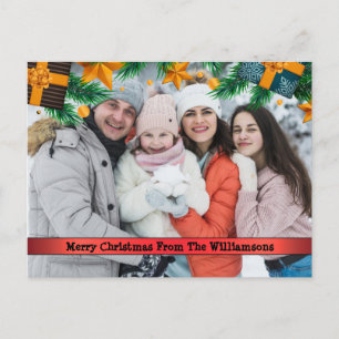 Cartão Postal De Festividades Pacotes de Natal Pine Boughs Foto de Quadro