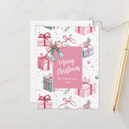Cartão Postal De Festividades Pacotes de Presentes de Natal Cor-de-Rosa Cartão P