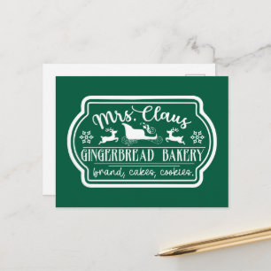 Cartão Postal De Festividades Padaria de Biscoito de Gengibre da Sra. Claus