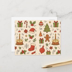 Cartão Postal De Festividades Padrão Alegre de Natal