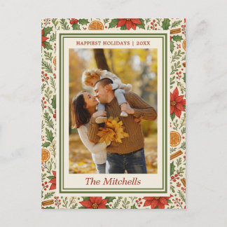 Cartão Postal De Festividades Padrão Clássico de Arte Floral de Visco Botânico