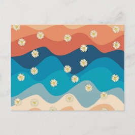 Cartão Postal De Festividades Padrão Colorido de Ondas e Visitas Retroativas