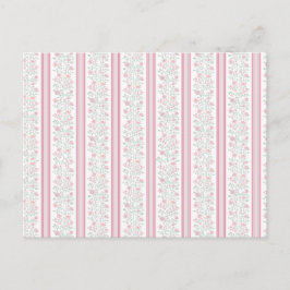 Cartão Postal De Festividades Padrão Coquette Floral Rosa Vintage