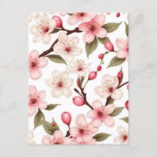 Cartão Postal De Festividades Padrão das flores de cereja